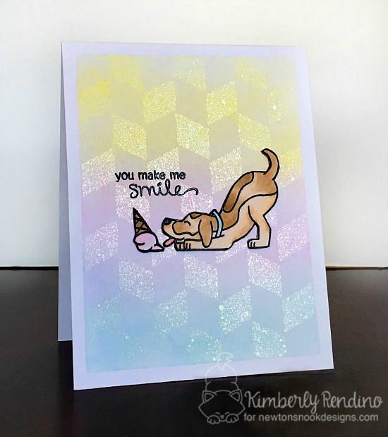 dog | ice cream cone | handmade card | you make me smile | newton's nook designs | kimpletekreativity.blogspot.com | stencil clear stamps