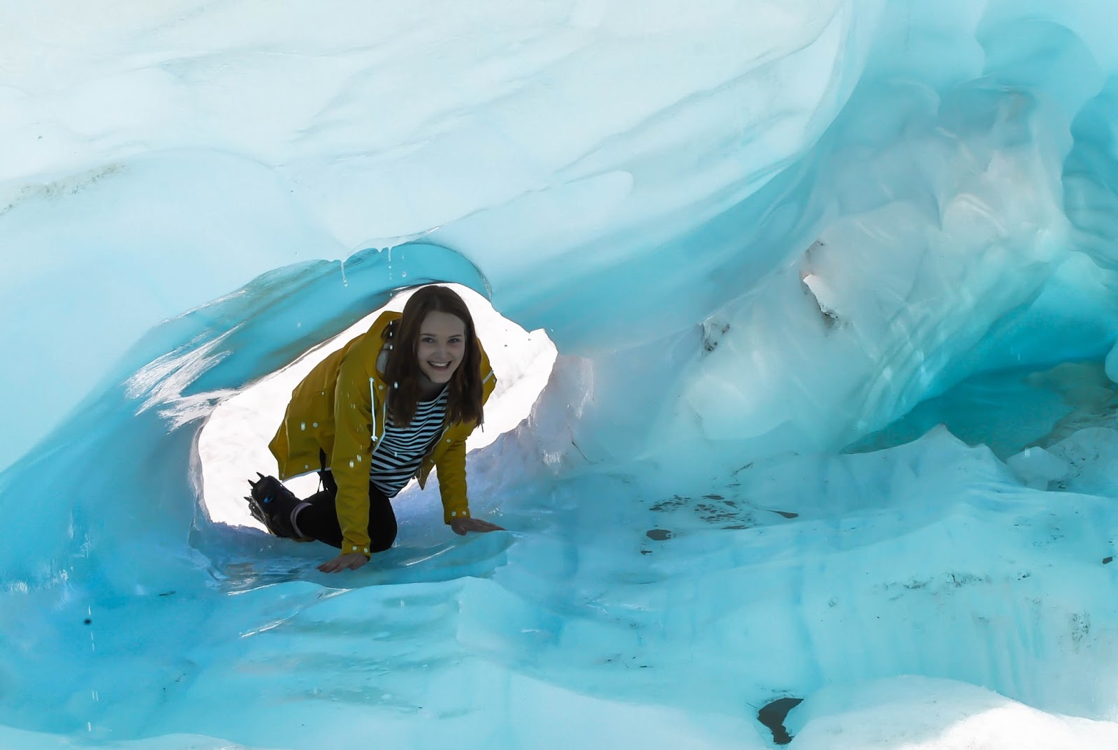 Visiting Ice Caves on the Fox Glacier Heli-Hike on the South Island of New Zealand with Topdeck Travel