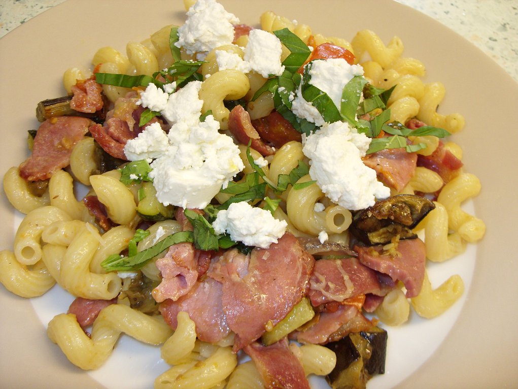 Jenny Eatwell's Rhubarb & Ginger Roasted Vegetable & Bacon Pasta