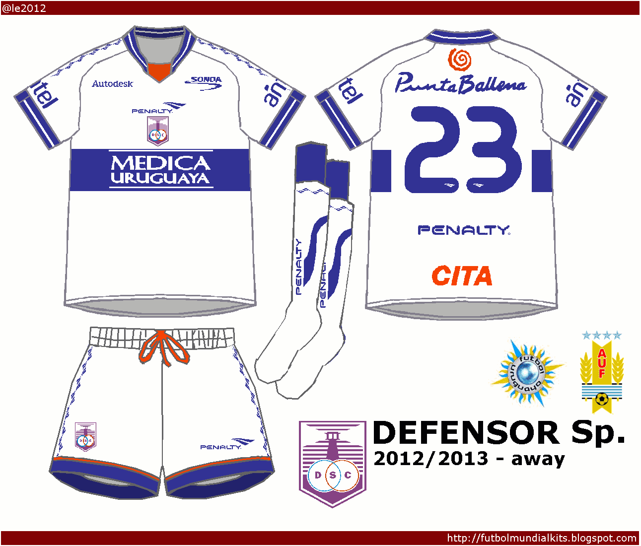 Fútbol Mundial Kits - Uruguay: Defensor Sporting - 2012/2013 (home y away)