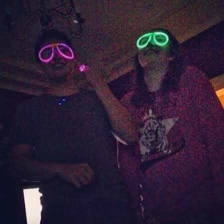 Jesse and Katrina with glowstick glasses