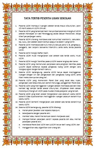 Pos Us Dan Tata Tertib Peserta Ujian Sekolah Dasar