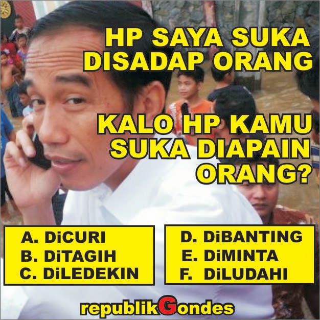 Foto image : Jokowi lagi nelepon pake HP . Pernyataan Jokowi:HP saya 