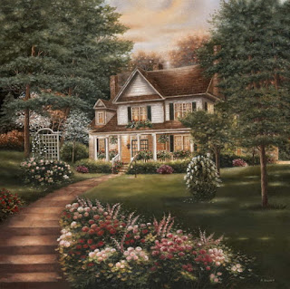 pinturas-grandes-casas-con-jardines cuadros-casas-jardines