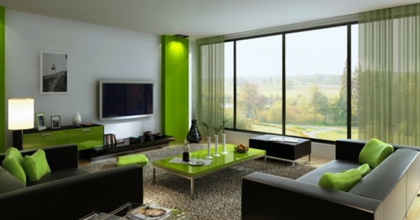 Salas modernas color verde y gris - Salas con estilo