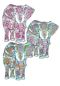 Three Elephants completely coloured