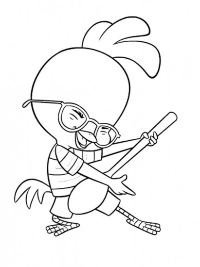 Kids Coloring Pages : Little Chicken Playing The Guitar