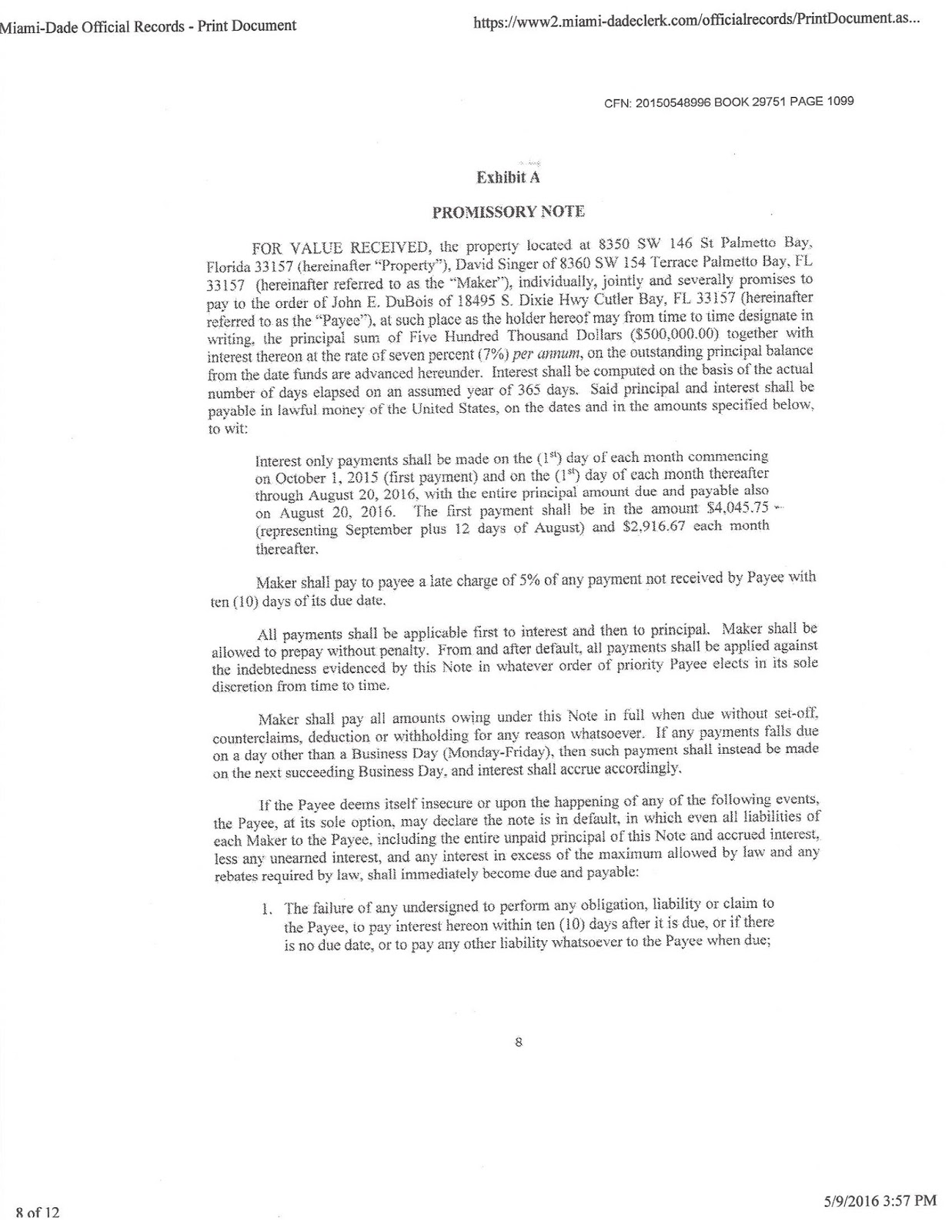 mortgage promissory note