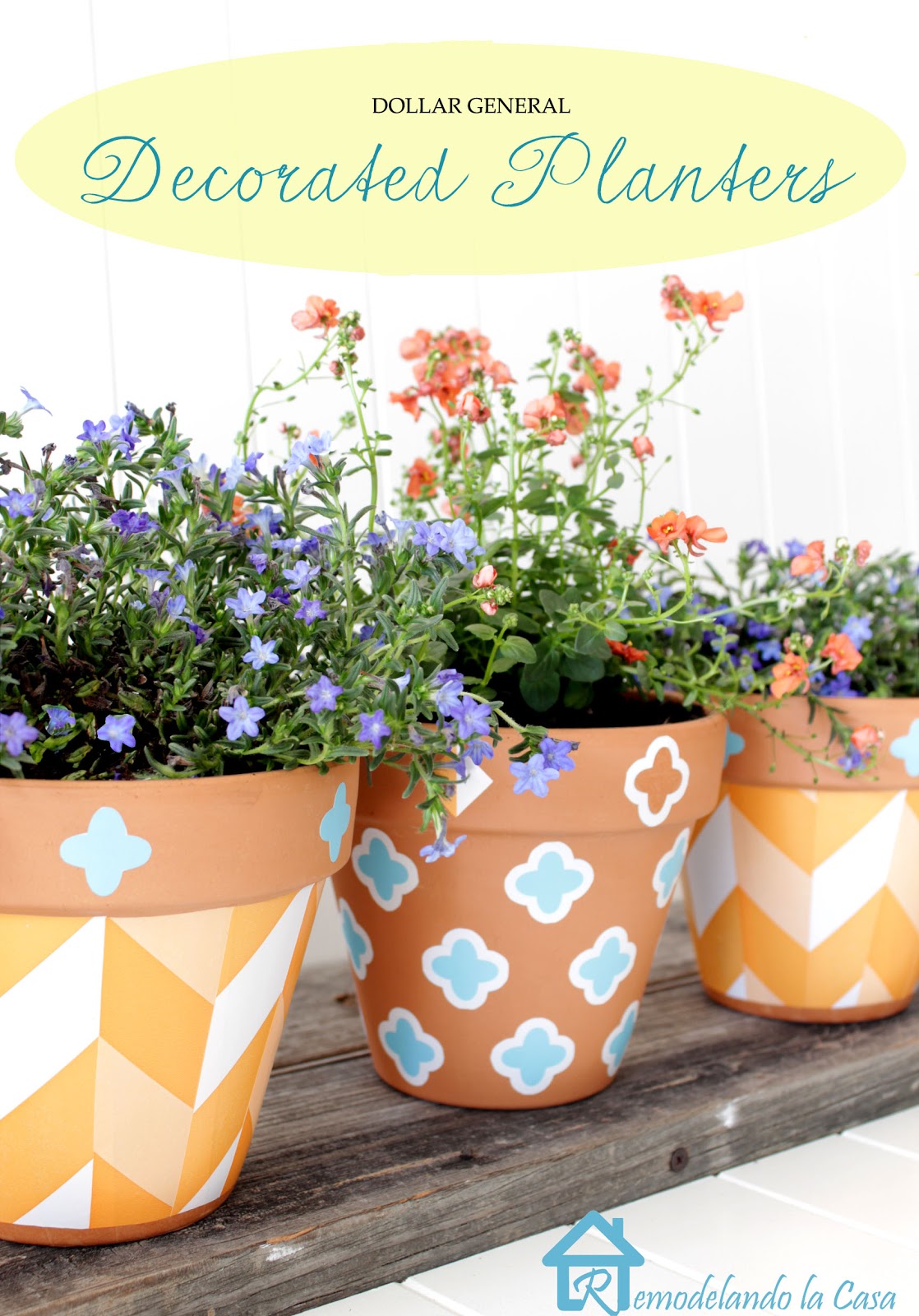 Decorated Planters Remodelando la Casa
