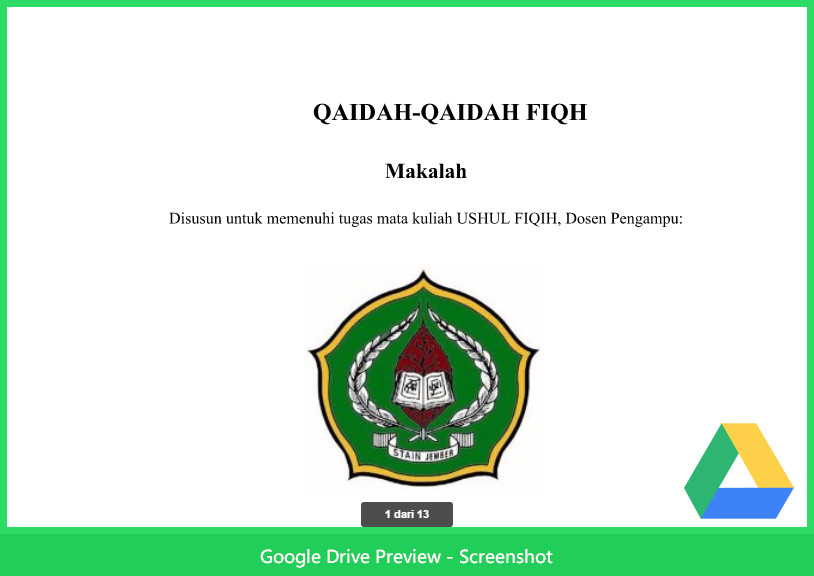 Contoh Makalah Agama Tentang Qaidah-Qaidah Fiqih Contoh Makalah Agama Tentang Qaidah-Qaidah Fiqih