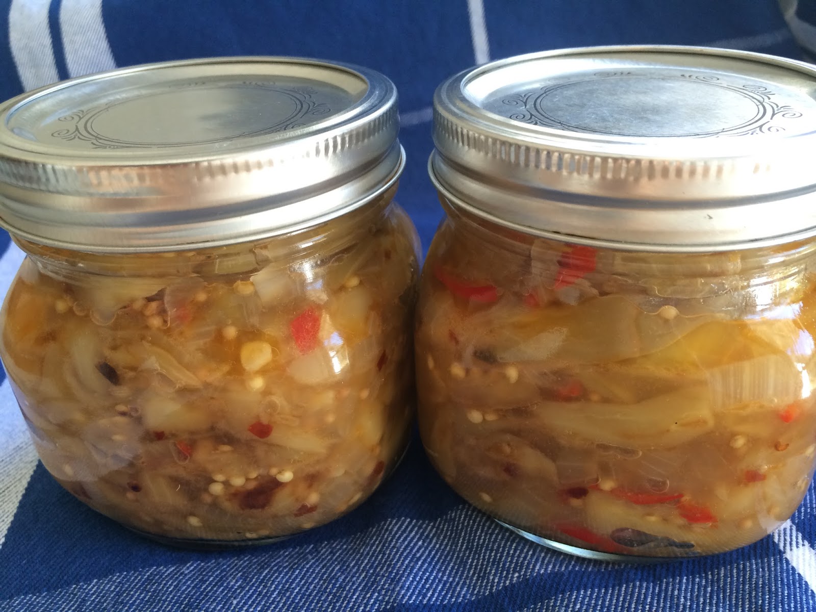 Nana's Blue and White Dishes Pickled Eggplant Relish
