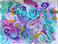 crayon resist string shoe watercolor ready another