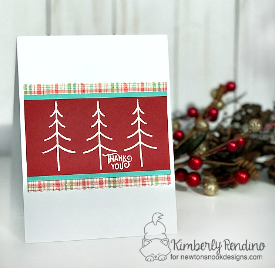 handmade card by Kimberly Rendino | kimpletekreativity.blogspot.com | Newton's Nook Designs | holiday | rustic | thank you card | inky paws challenge |festive forest | stamping | cardmaking | papercraft
