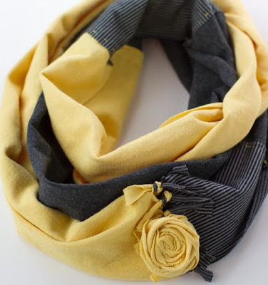 sewing, scarf with roses,  fabric flowers