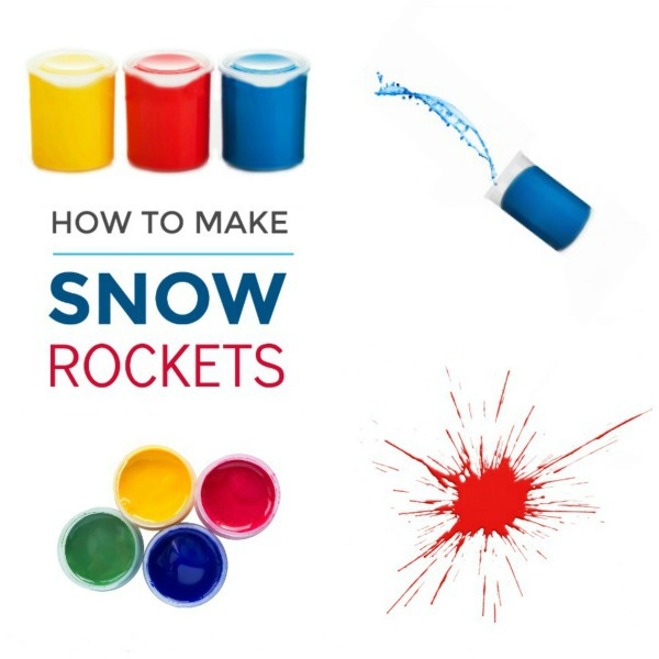 SNOW ROCKETS!  A super fun winter activity for kids that combines art & science.  #snowrockets #winterscienceforkids #winteractivitiesforkids 