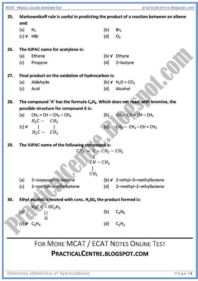 mcat-chemistry-chemistry-of-hydrocarbons-mcqs-for-medical-college-admission-test