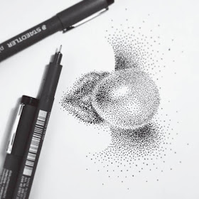 11-Blowing-a-Bubble-Eric-Wang-Stippling-Drawings-www-designstack-co