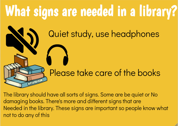 Brooklyn What signs are needed in the library