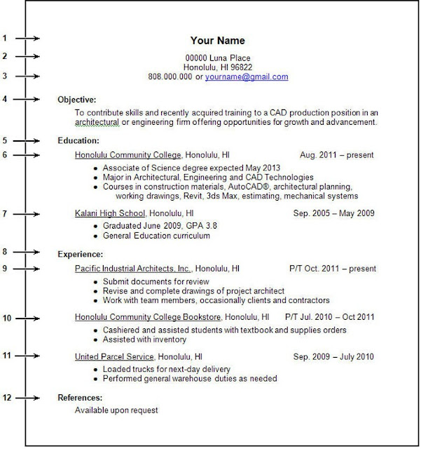 how to write resume for college