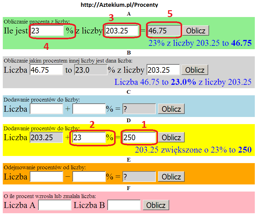 Obliczanie procentów