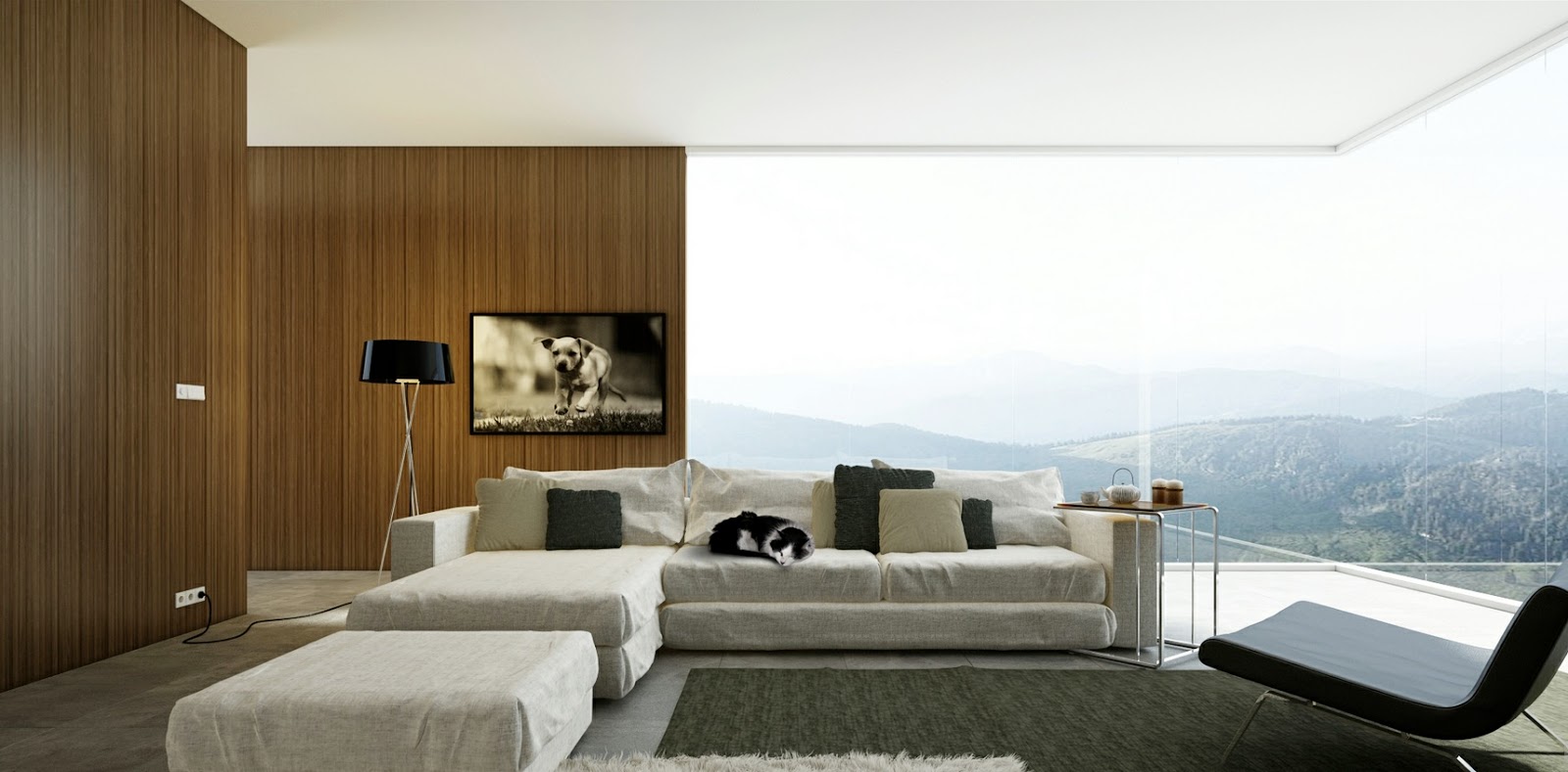 Wohnzimmer mit großer Aussicht - Modernes Haus Design