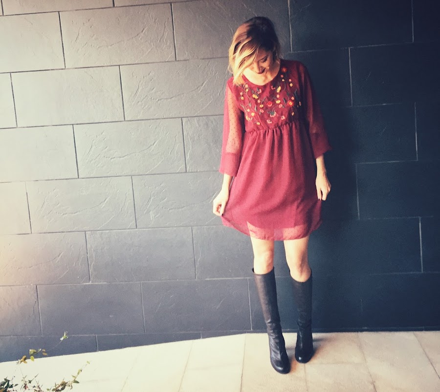 Fitness And Chicness-Vestido y Tacon-Vestido Burdeos Flores-4