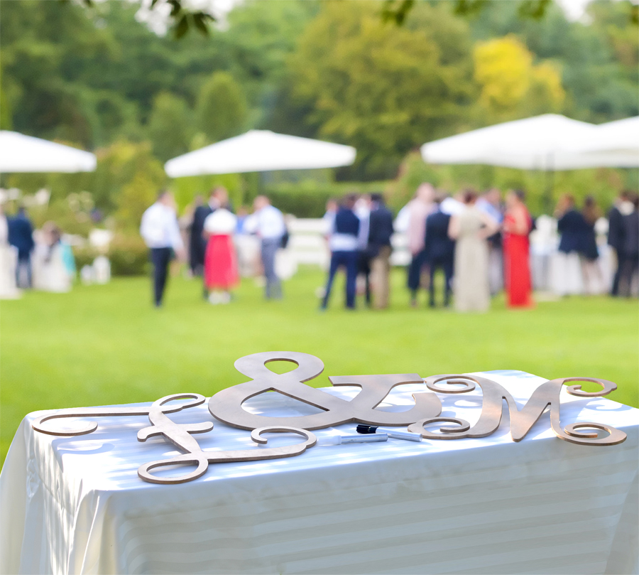 Wood Wedding Guest Book Monograms