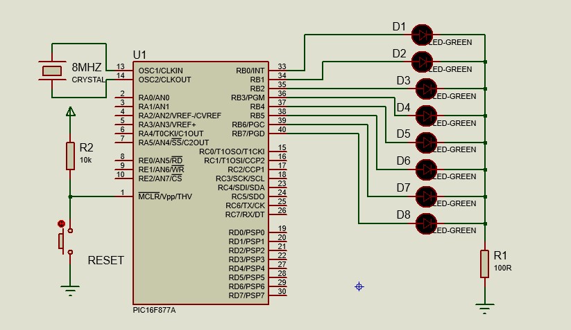 LED sequencer down to up & up to down use PIC Microcontroller with code ...