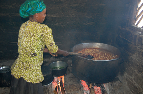 Wood stove cooking in Ghana