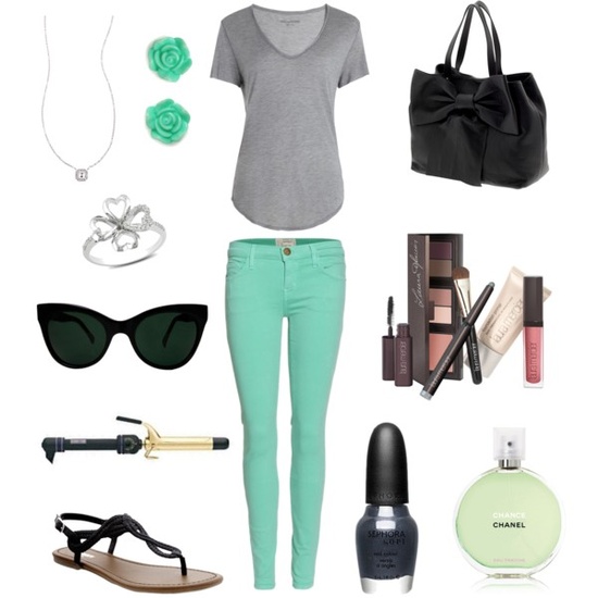 How to wear green skinny jeans