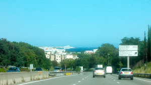 First glimpse of the Mediterranean as we crested the hill..