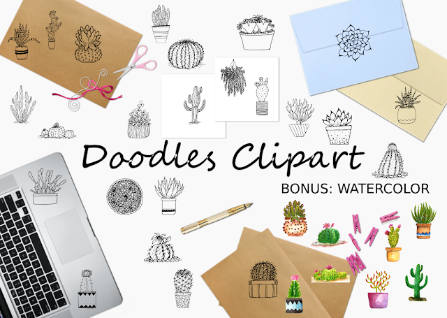 Doodle Cactus Clipart Collection Doodle Cactus Clipart Collection
