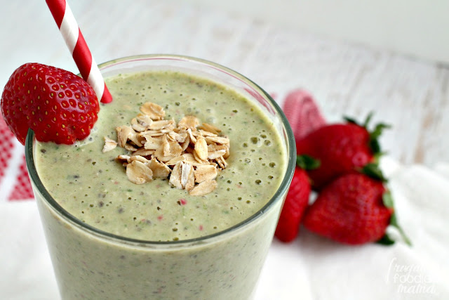 Enjoy all the deliciousness of a peanut butter & jelly sandwich in this creamy & healthy PB&J Green Smoothie.