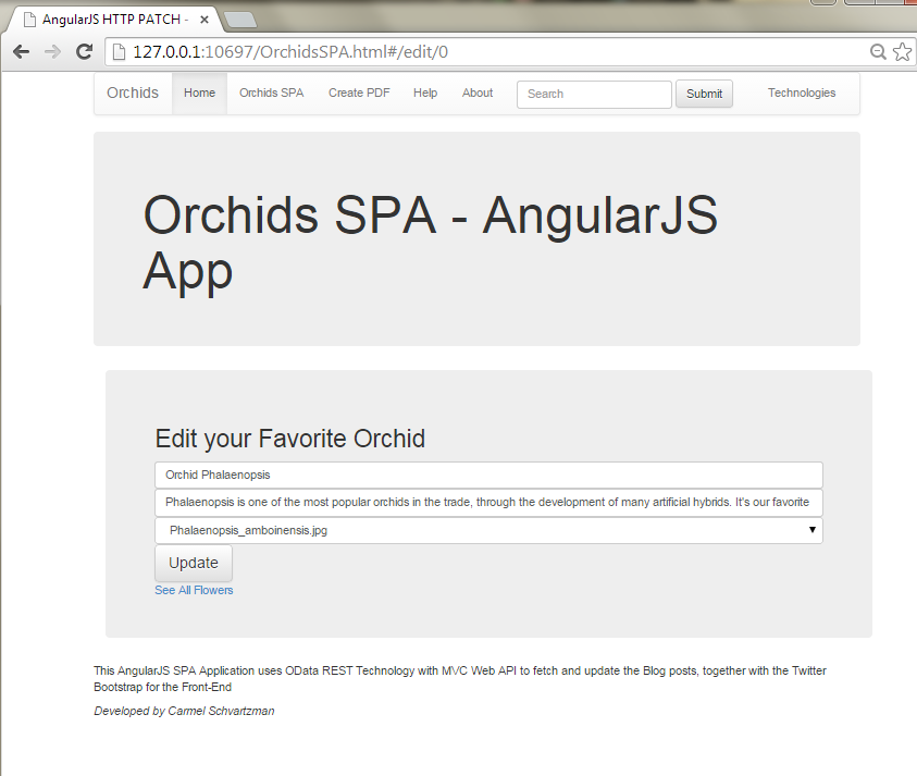 Create an AngularJS SPA with all CRUD functionality connected to an OData RESTful Web API service    16    
