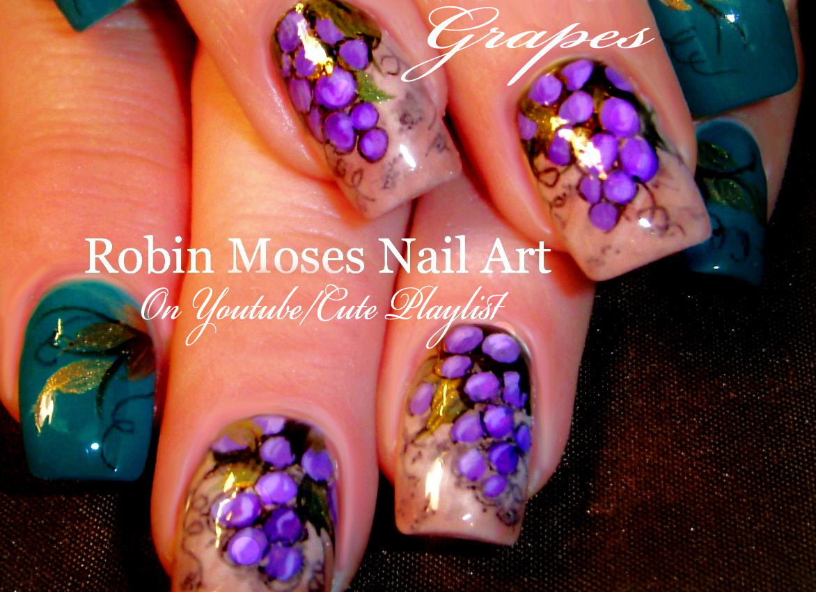 Nail Art by Robin Moses Grape Vine Vinyard Nail Art "grapevine nails
