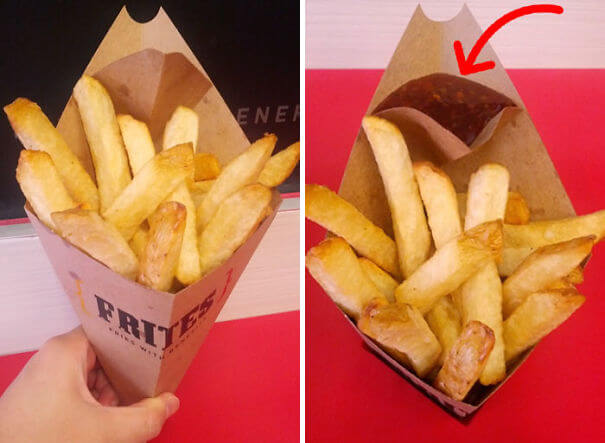 20 Innovative Food Inventions We Had Never Seen Before - French Fries Cone With A Built-In Sauce Container