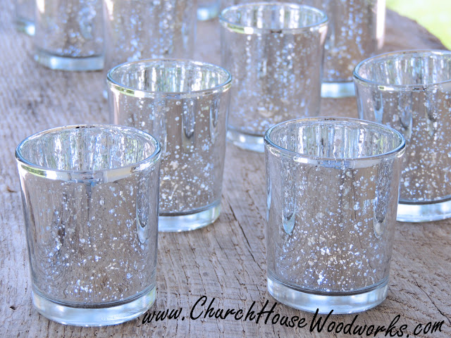 Gold And Silver Mercury Glass Votive Holders- Wedding Glass Candle Holders