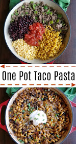 Make your whole dinner in one pot and in about a half hour. This taco pasta is quick, easy and full of veggies. It is a complete meal and there's only one pot to clean!