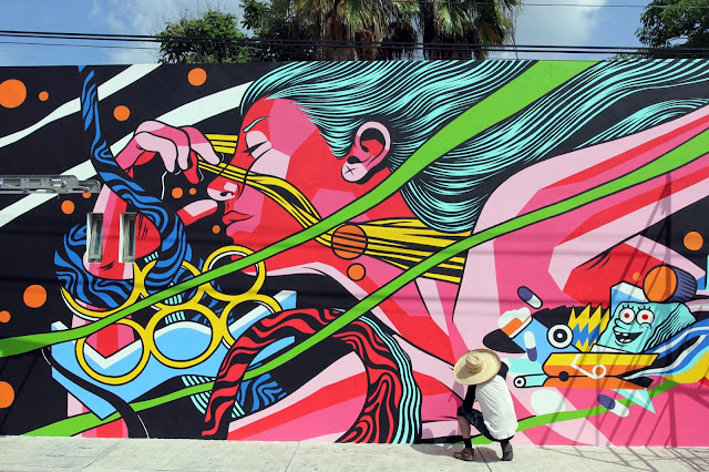 Brought over by JustKids on the streets of Cozumel in Mexico, Bicicleta Sem Freio are currently working on their walls for PangeaSeed and SeaWalls: Murals For Oceans.