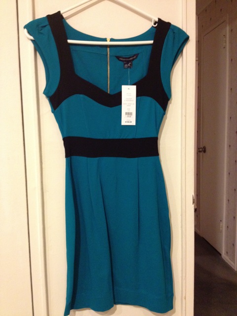 laws of general economy: French connection teal blue jersey dress, size 0/2