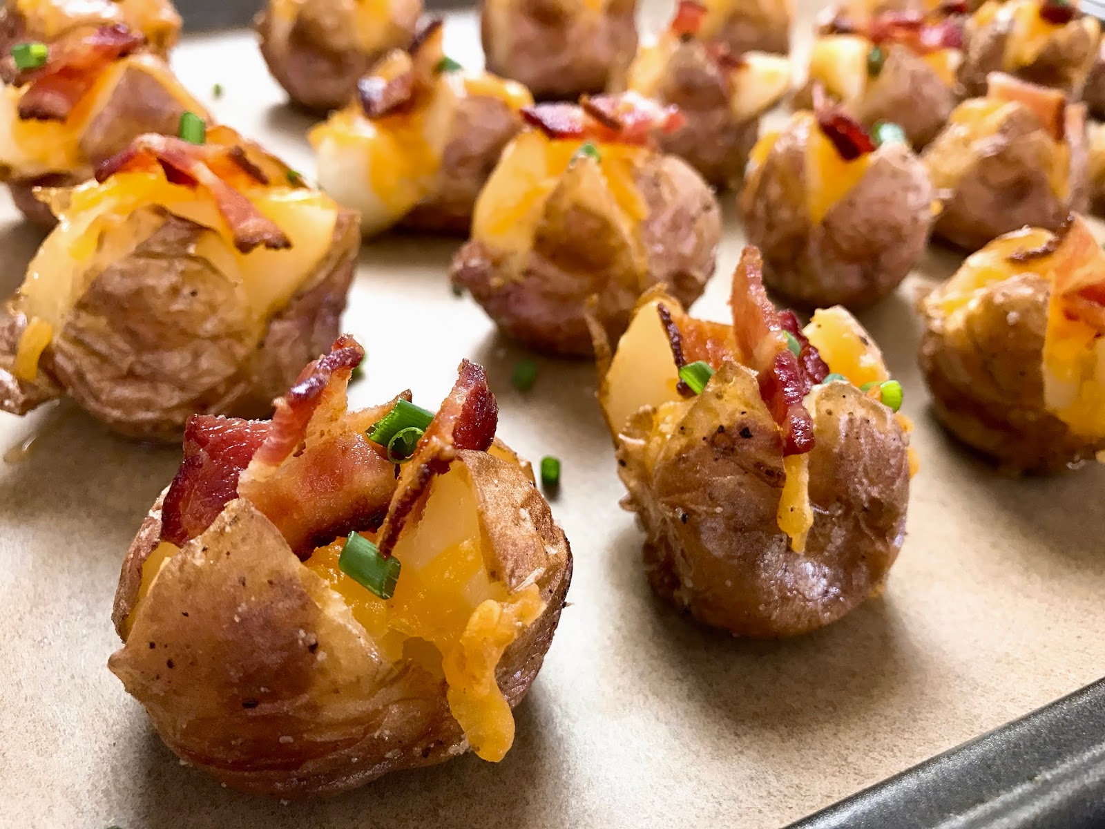 Stuffed Mini Potatoes with Cheddar and Bacon
