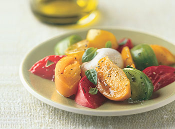 Heirloom Tomato and Burrata Cheese Salad edited by lb for linenandlavender.net, http://www.linenandlavender.net/2009/09/might-i-suggest.html