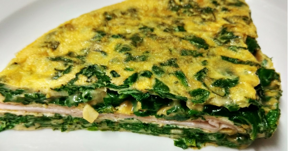 Tortilla de espinacas con jamón y queso