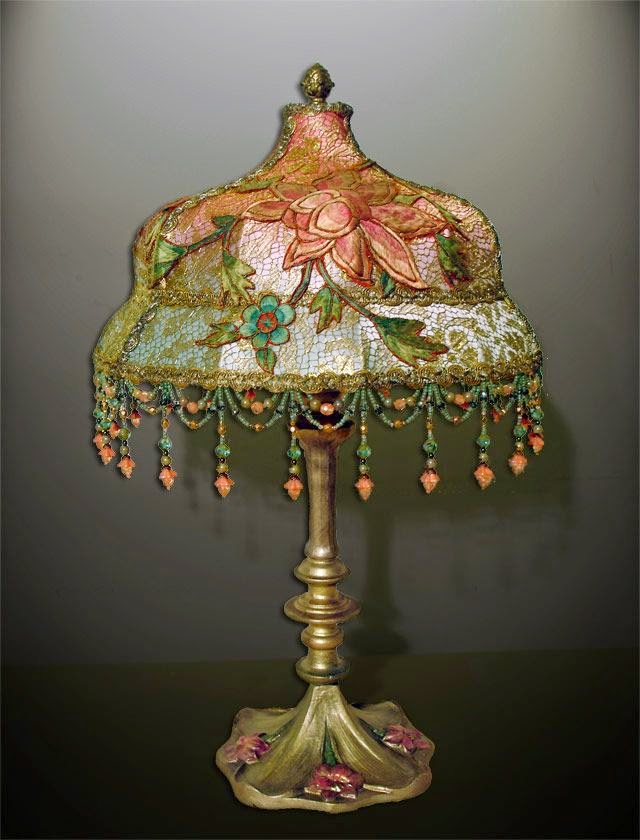 vintage embroidery lamp