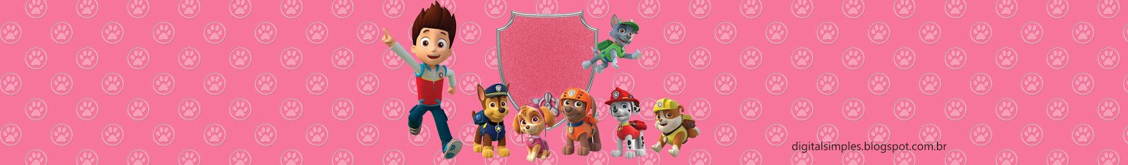 KIT DIGITAL PATRULHA CANINA ROSA &quot;SKYE&quot; Convites