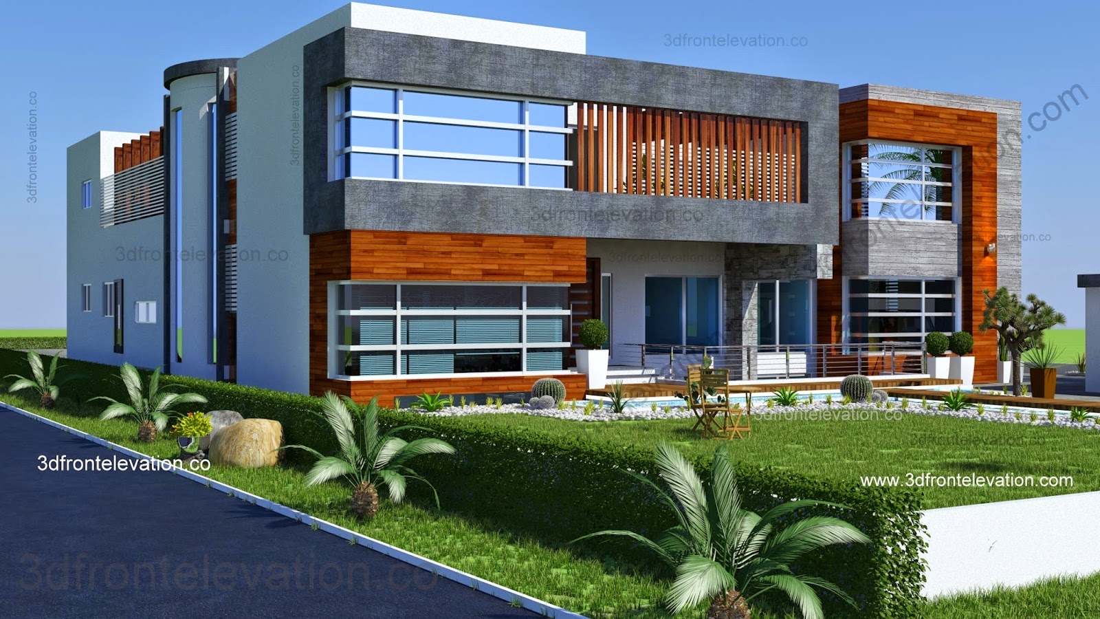 3D Front Elevation com New Beautiful 2 Kanal House Plan 