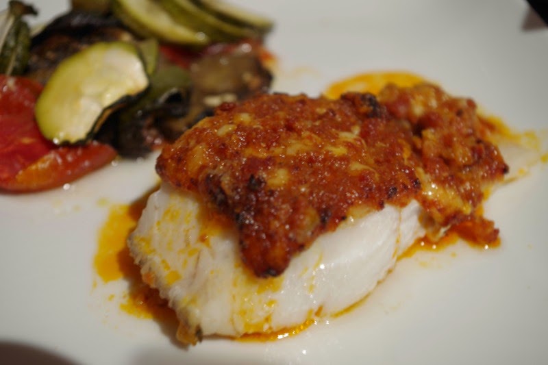 La cuisine & Claudine: Dos de cabillaud en croûte de chorizo