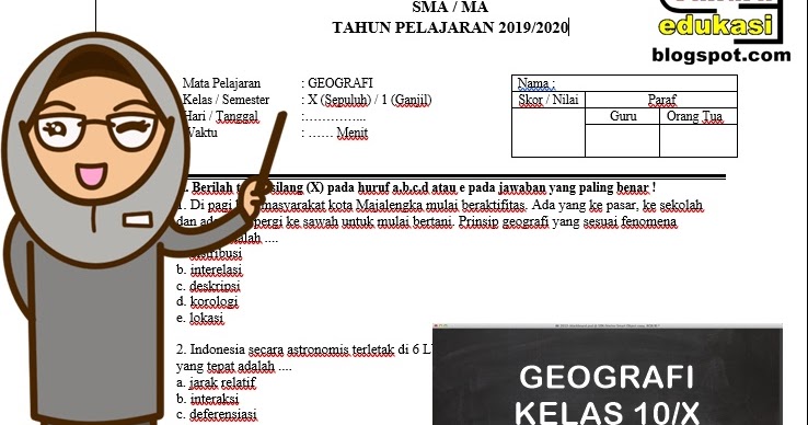 Contoh Soal Geografi Kelas X Kurikulum 2013 Beserta Jawaban