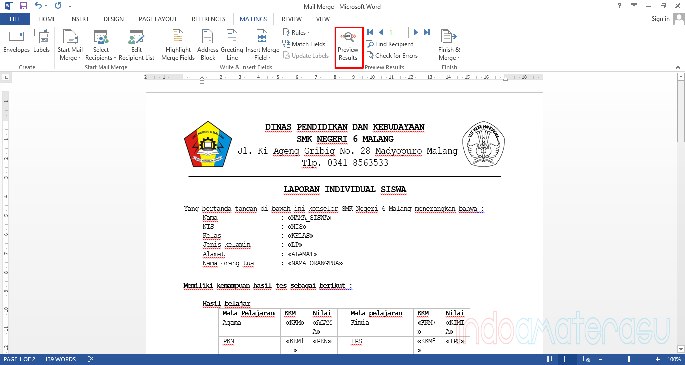 Tutorial Menggunakan Mail Merge Microsoft Office Word 8