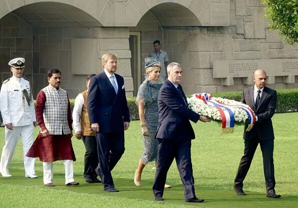 Queen Maxima wore Natan lace dress. President Ram Nath Kovind and First Lady Savita Kovind. Prime Minister Narendra Modi